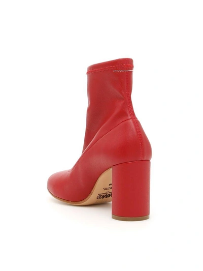 Shop Mm6 Maison Margiela Stretch Booties In Red|rosso