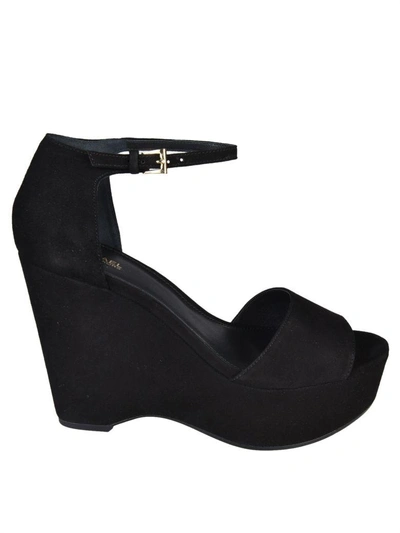 Shop Michael Michael Kors Claire Wedge Sandals In Black