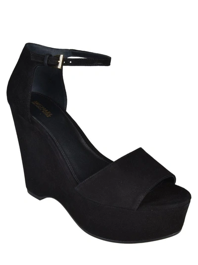 Shop Michael Michael Kors Claire Wedge Sandals In Black