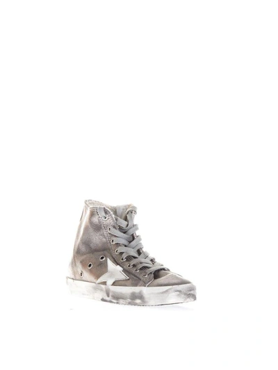 Shop Golden Goose Metallic Leather High-top Sneakers In Silver