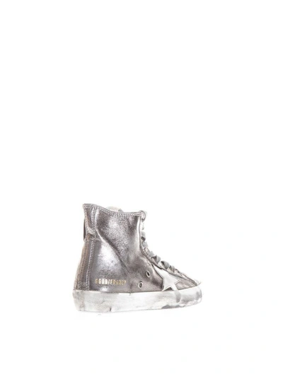 Shop Golden Goose Metallic Leather High-top Sneakers In Silver