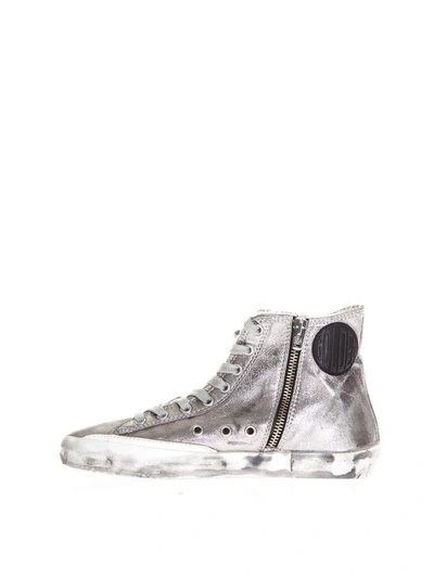 Shop Golden Goose Metallic Leather High-top Sneakers In Silver