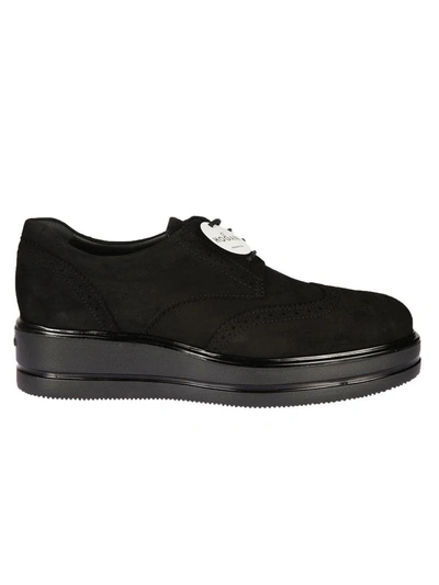 Shop Hogan Brogue Platform Lace-up Shoes In Black