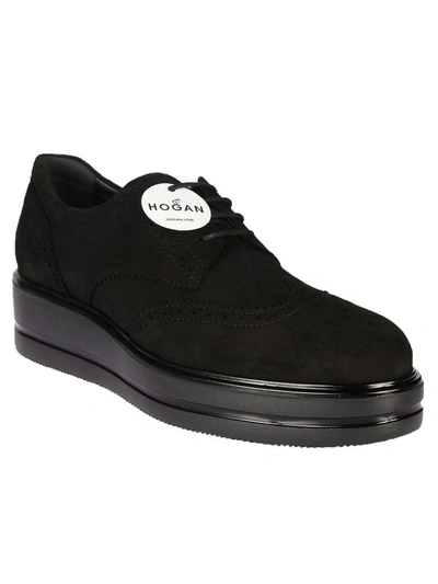 Shop Hogan Brogue Platform Lace-up Shoes In Black
