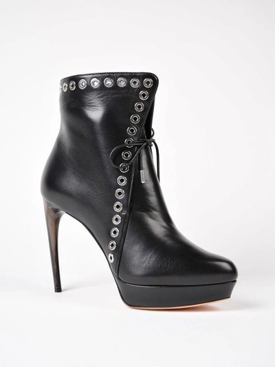 Shop Alexander Mcqueen Horn Heel Boots In Black