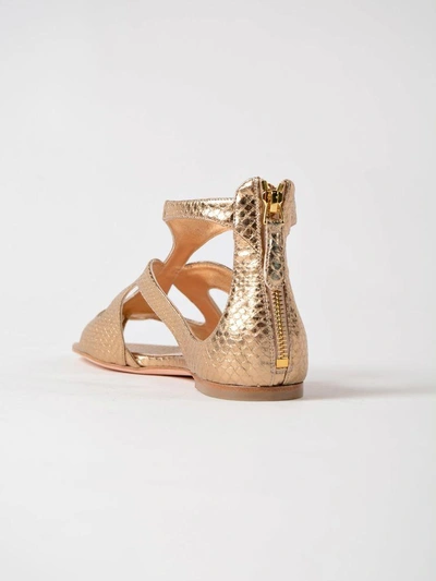 Shop Alexander Mcqueen Leather Flat Sandal In Bronze