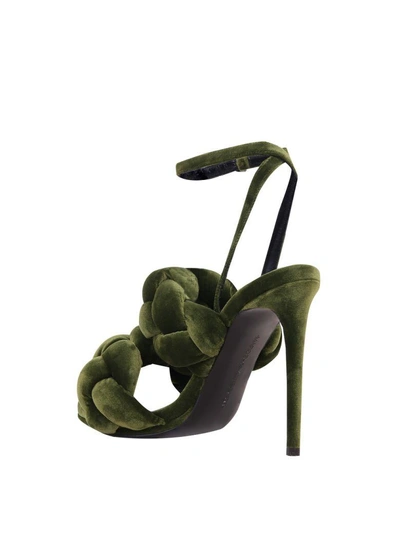 Shop Marco De Vincenzo Woven Velvet Sandals In Verde