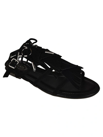 Shop Tod's Multi-strap Sandals In Black