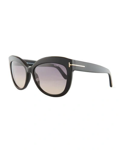 Shop Tom Ford Alistair Acetate Sunglasses In Black Metallic