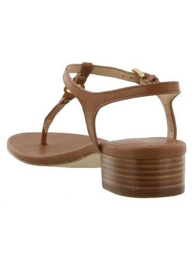 Shop Michael Kors Cayla Mid Thong Sandals In Luggage