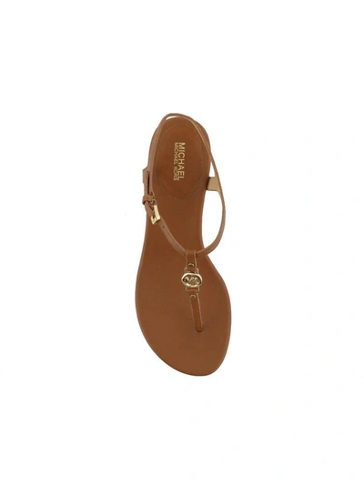 Shop Michael Kors Cayla Mid Thong Sandals In Luggage