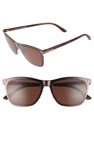 Shop Tom Ford Alasdhair 55mm Sunglasses - Shiny Dark Brown/ Roviex