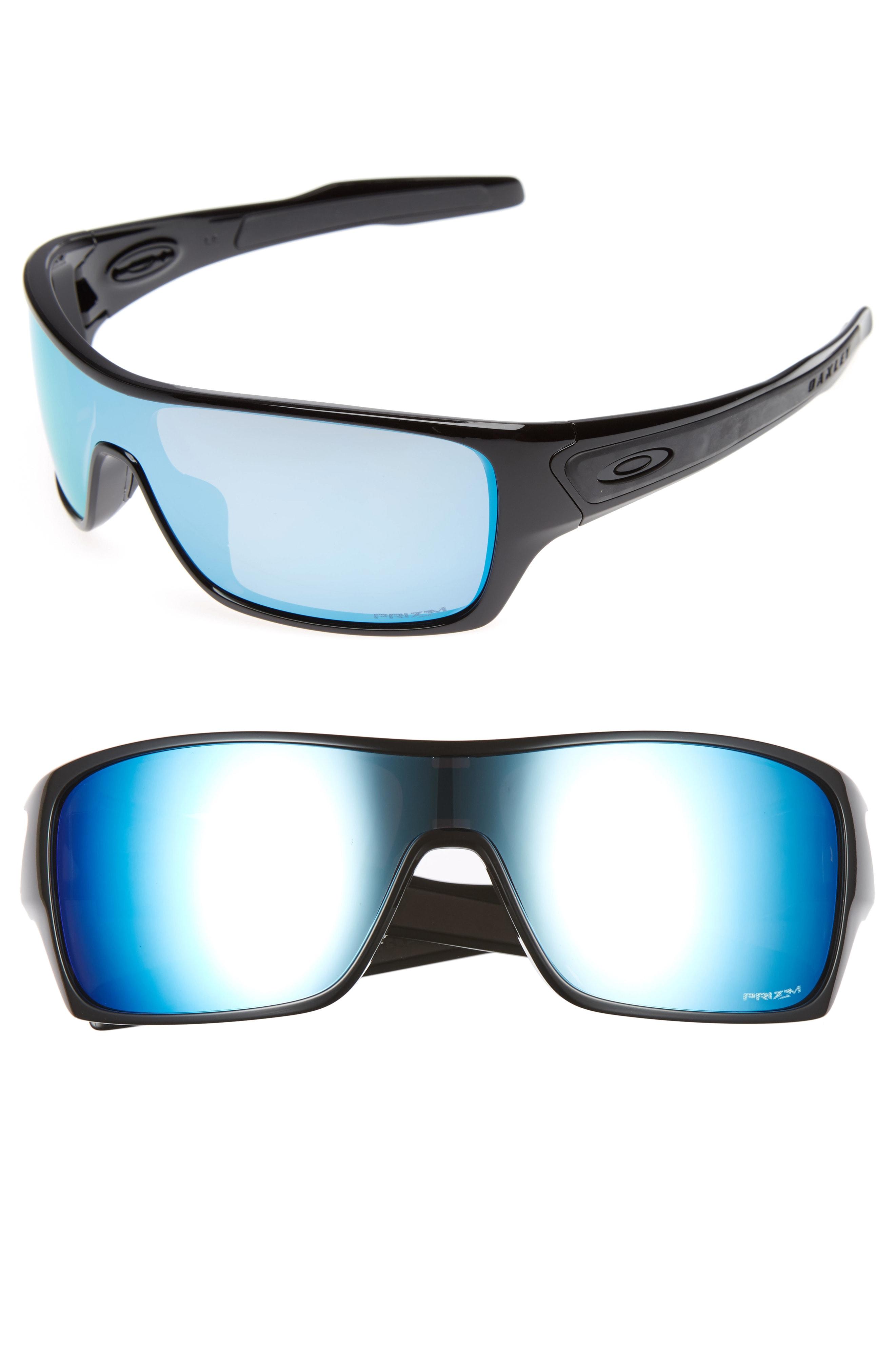 Oakley Polarized Turbine Rotor Prizm Deep Water Polarized Sunglasses, Oo9307 In Black Shiny/blue