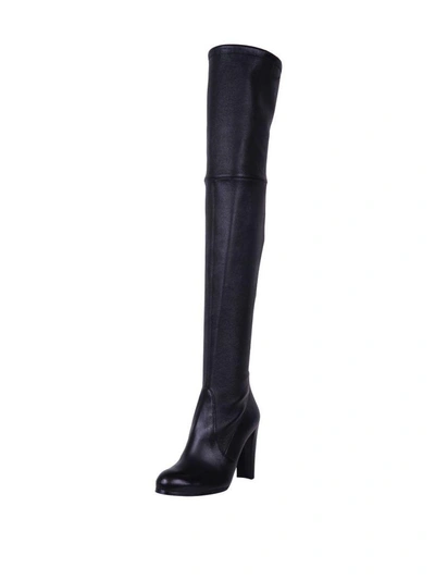 Shop Stuart Weitzman Highland Leather Stretch Boots In Nero