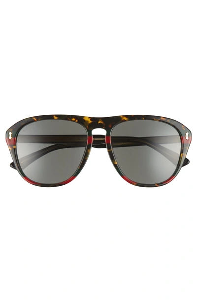 Shop Gucci 56mm Sunglasses - Havana/ Grey