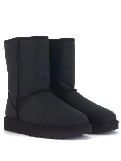 Shop Ugg Classic Ii Short Black Leather Ankle Boots In Nero