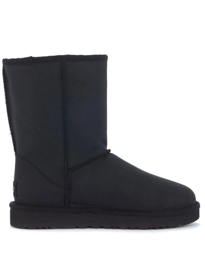 Shop Ugg Classic Ii Short Black Leather Ankle Boots In Nero