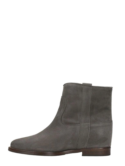 Shop Via Roma 15 Grey Nabuk Leather Wedge Ankle Boots