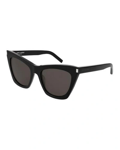 Shop Saint Laurent Kate Cat-eye Acetate Sunglasses, Black