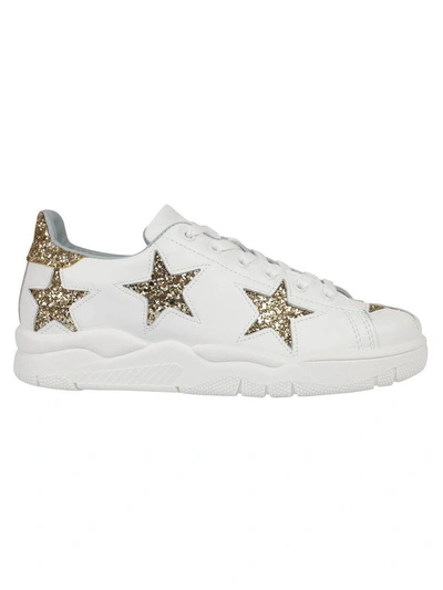 Shop Chiara Ferragni Roger Sneakers In White Star Gold