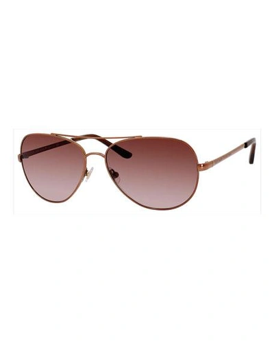 Shop Kate Spade Avalis Metal Aviator Sunglasses In Brown