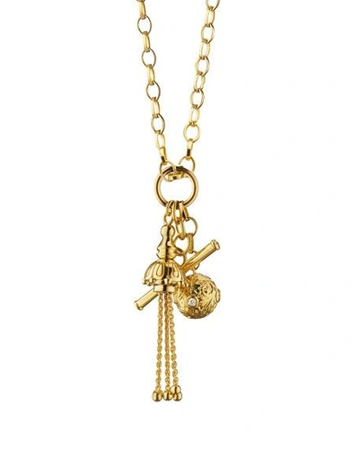 Shop Monica Rich Kosann 18k Gold Tassel/toggle/ball Charm Necklace In Unassigned