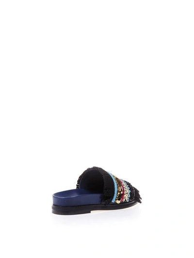 Shop Tory Burch Embellished Suede & Leater Sandals In Black-multicolor