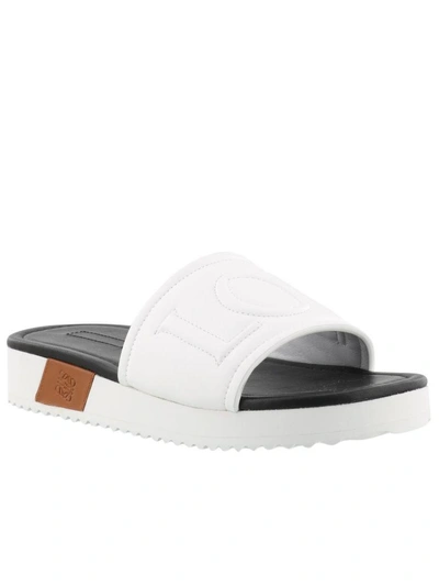 Shop Loewe Slide Sandal In White-tan