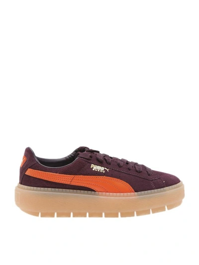 Shop Puma Platform Trace In Bordeaux + Orange