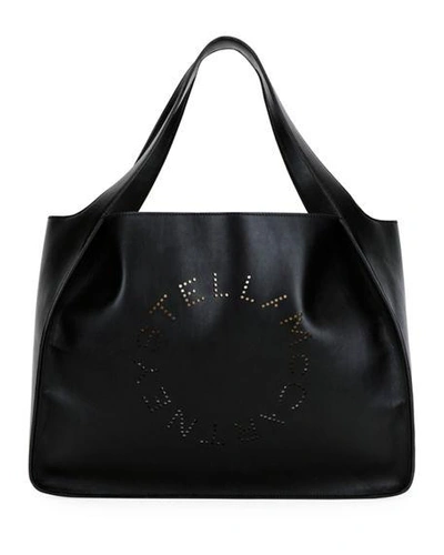 Shop Stella Mccartney Alter East-west Perforated Tote Bag In Black