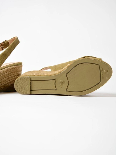 Shop Castaã±er Espadrille Wedge Sandals In Verde Militare