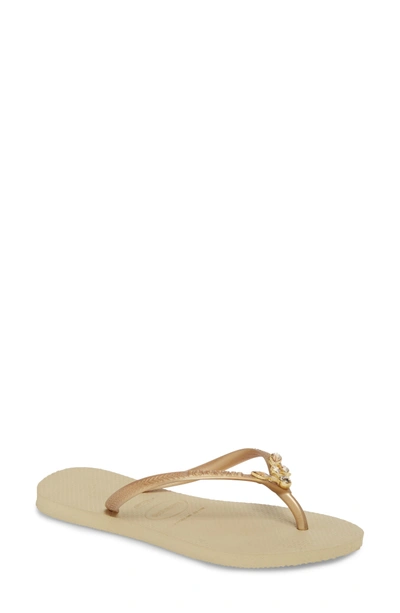 Shop Havaianas Slim Lux Flip Flop In Sand Grey/ New Gold