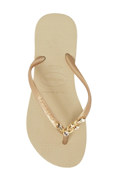 Shop Havaianas Slim Lux Flip Flop In Sand Grey/ New Gold