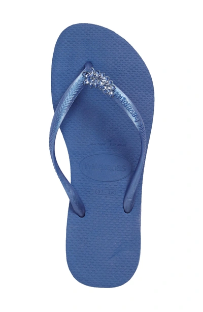 Shop Havaianas Slim Lux Flip Flop In Light Blue