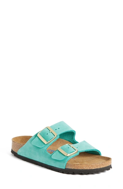Shop Birkenstock 'arizona' Soft Footbed Sandal In Turquoise Nubuck