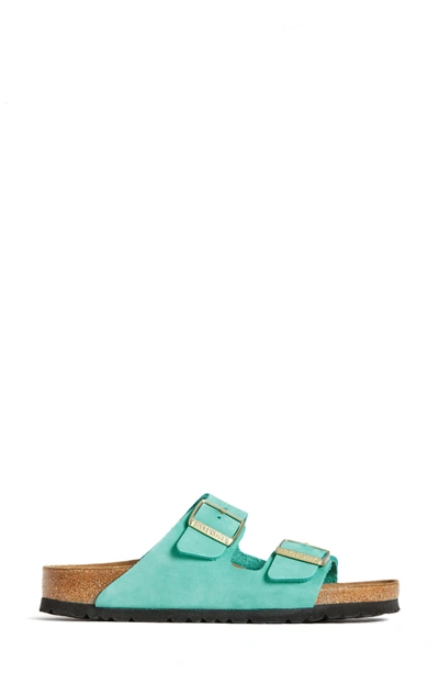 Shop Birkenstock 'arizona' Soft Footbed Sandal In Turquoise Nubuck