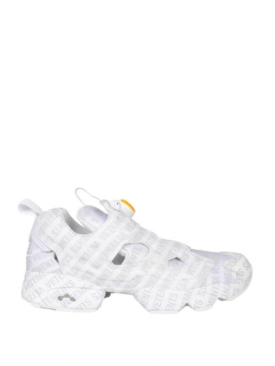 Shop Vetements Instapump Fury Logo Sneakers In Grigio