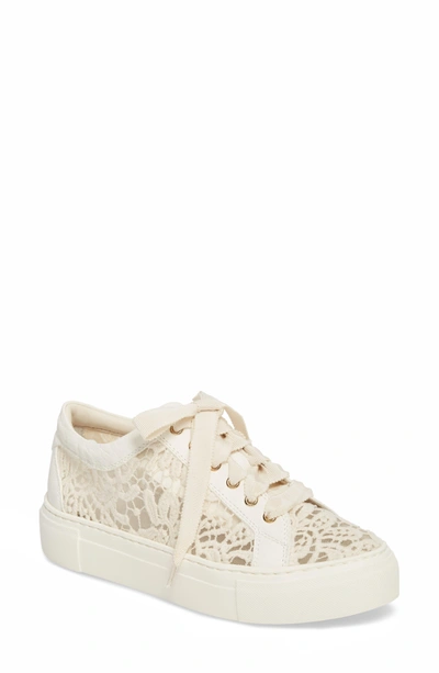 Shop Agl Attilio Giusti Leombruni Embroidered Lace Sneaker In Off White Leather