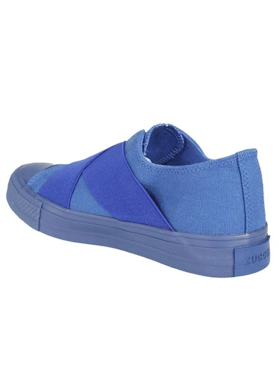 Shop Zucca Elasticated Slip-on Sneakers In Bluette