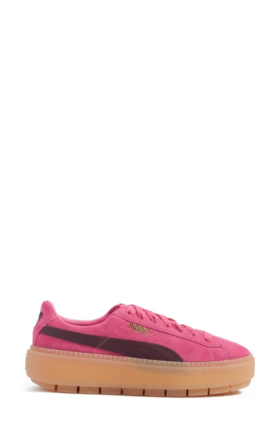 Shop Puma Platform Trace Sneaker In Carmine Rose/ Winetasting