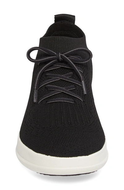 Shop Fitflop Uberknit High Top Sneaker In Black Fabric