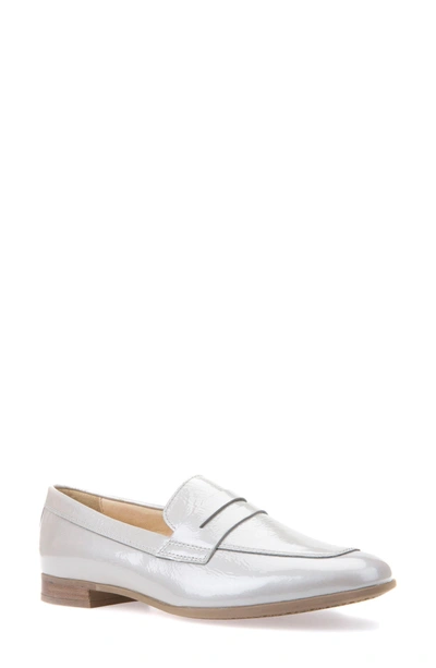 Shop Geox Marlyna Penny Loafer In Light Grey Leather
