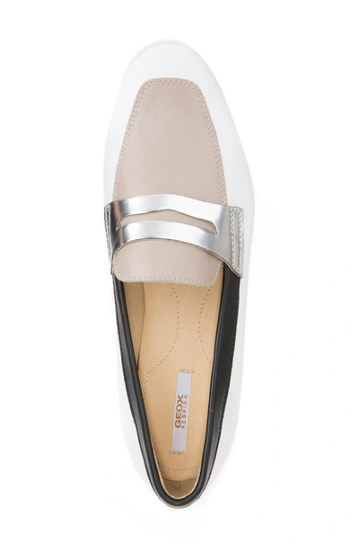 Shop Geox Marlyna Penny Loafer In White/ Sand Leather