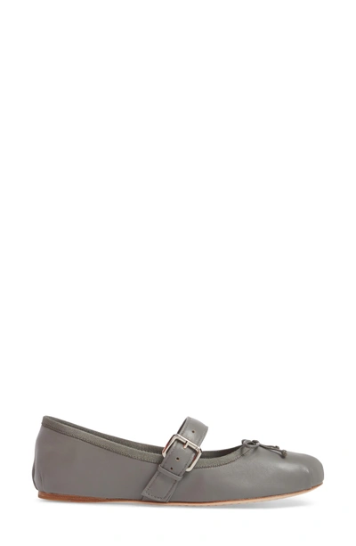 Shop Grey City Molly Mary Jane Flat In Grey Leather