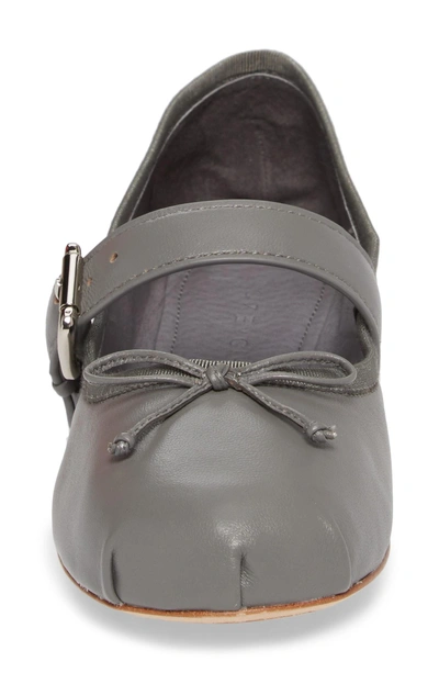 Shop Grey City Molly Mary Jane Flat In Grey Leather