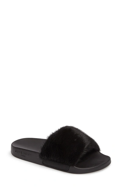 Shop Givenchy Genuine Mink Fur Slide Sandal In Black Mink