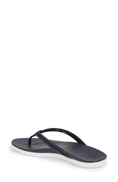 Olukai Ho Opio Flip Flop In Trench Blue Faux Leather