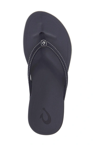 Olukai Ho Opio Flip Flop In Trench Blue Faux Leather