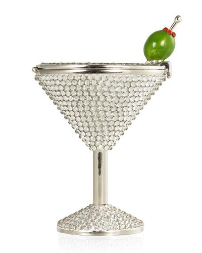 Shop Judith Leiber Martini Crystal Pill Box In White