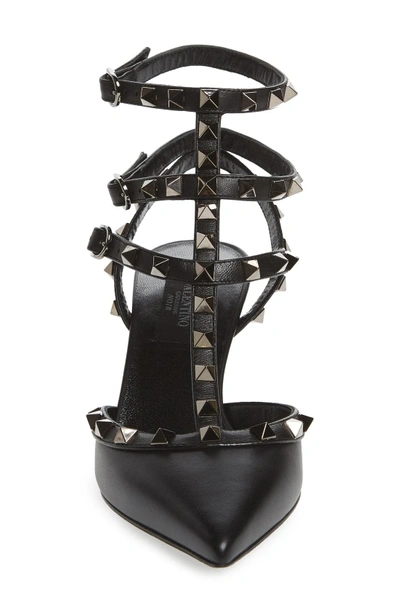 Shop Valentino 'rockstud' T-strap Pump In Black Leather